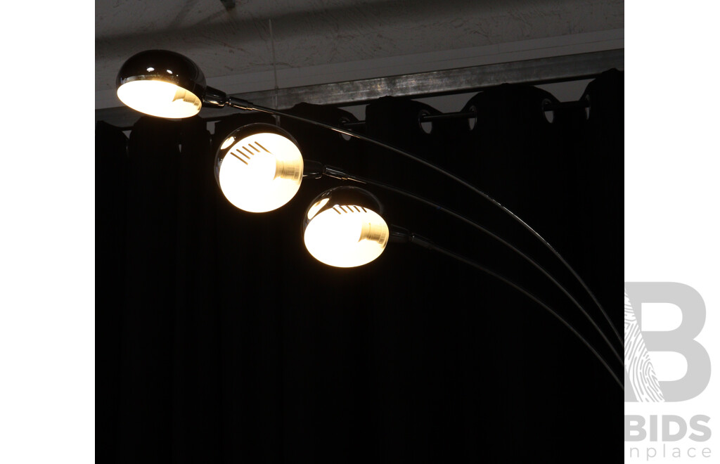 Chrome Three Branch Floor Lamp with Disc Marble Base