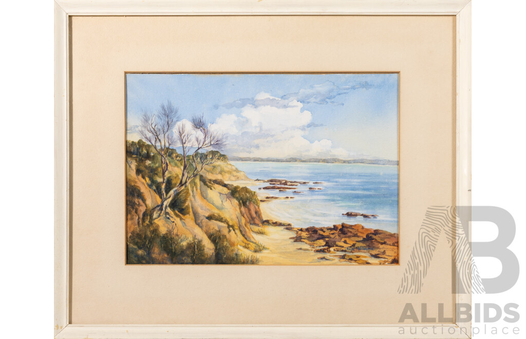 Kaye Williams, (20th Century), Tranquil Cove, Original Vintage Watercolour, 44 x 54 cm (frame)