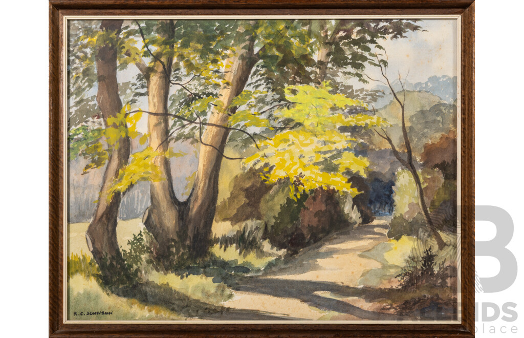 R.C.Johnson, (20th Century), Path Home, Original Vintage Watercolour, 38 x 48 cm (frame)