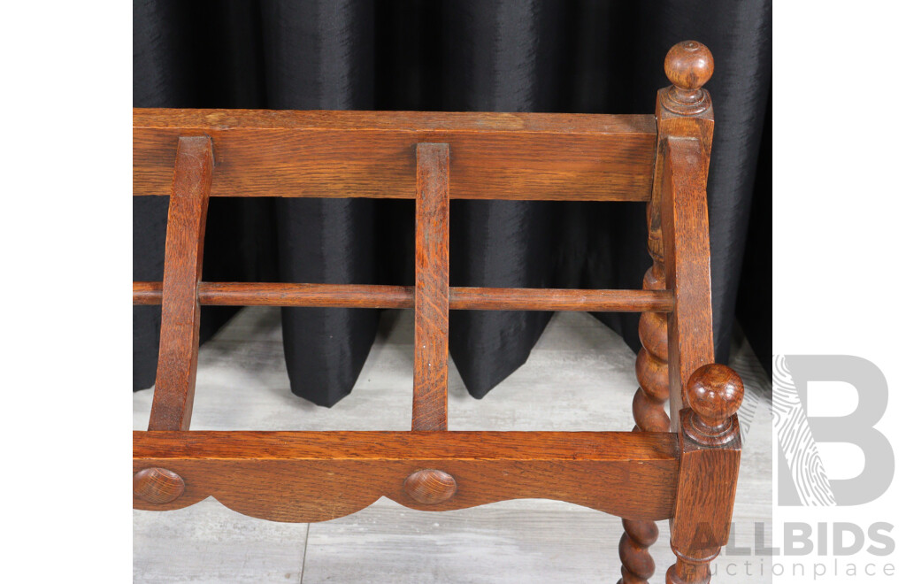 Edwardian Oak Umbrella Stand with Barley Twist Supports