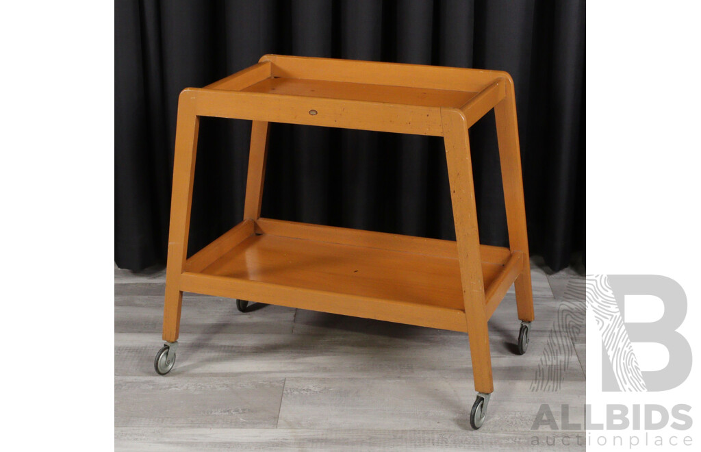 Retro Maple Two Tier Drinks Trolley