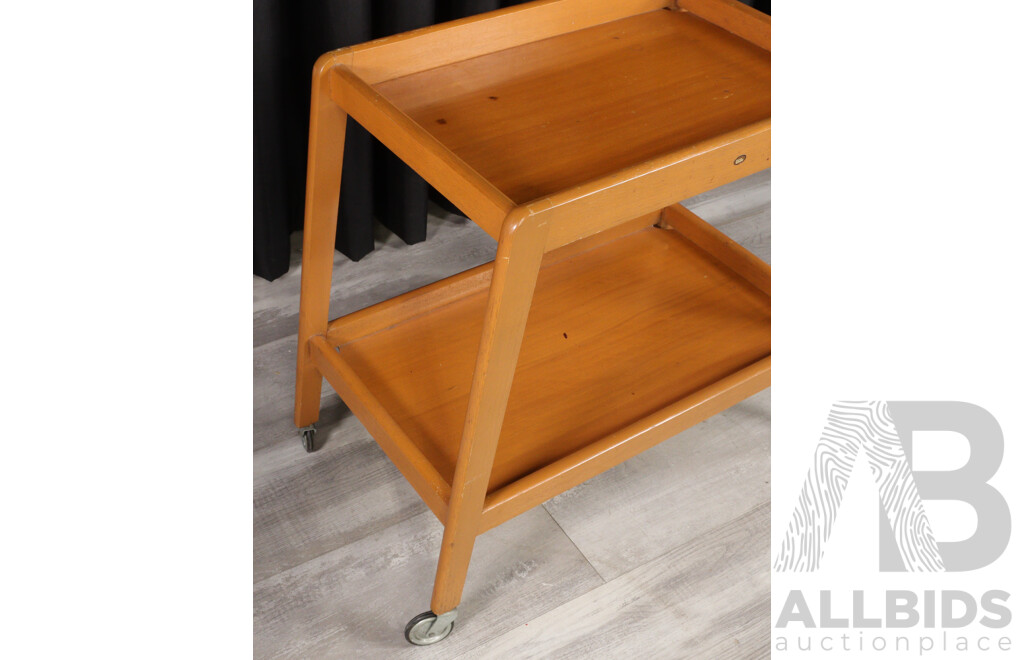 Retro Maple Two Tier Drinks Trolley