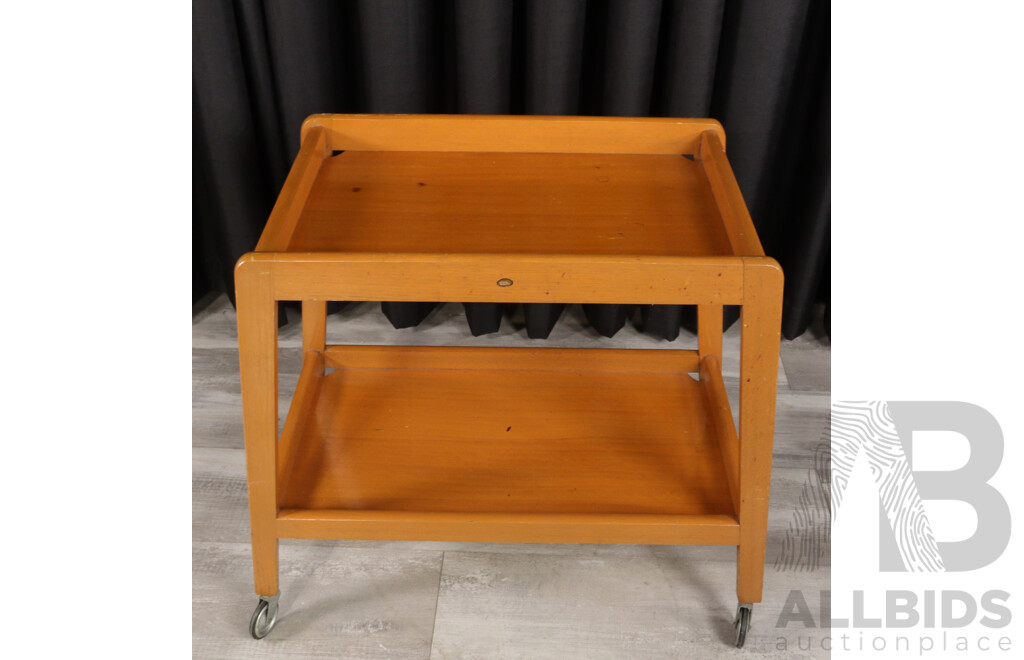 Retro Maple Two Tier Drinks Trolley