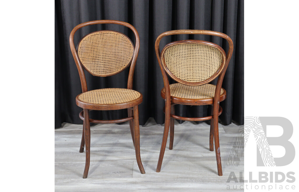 Pair of Bentwood Dining Chairs with Rattan Seats