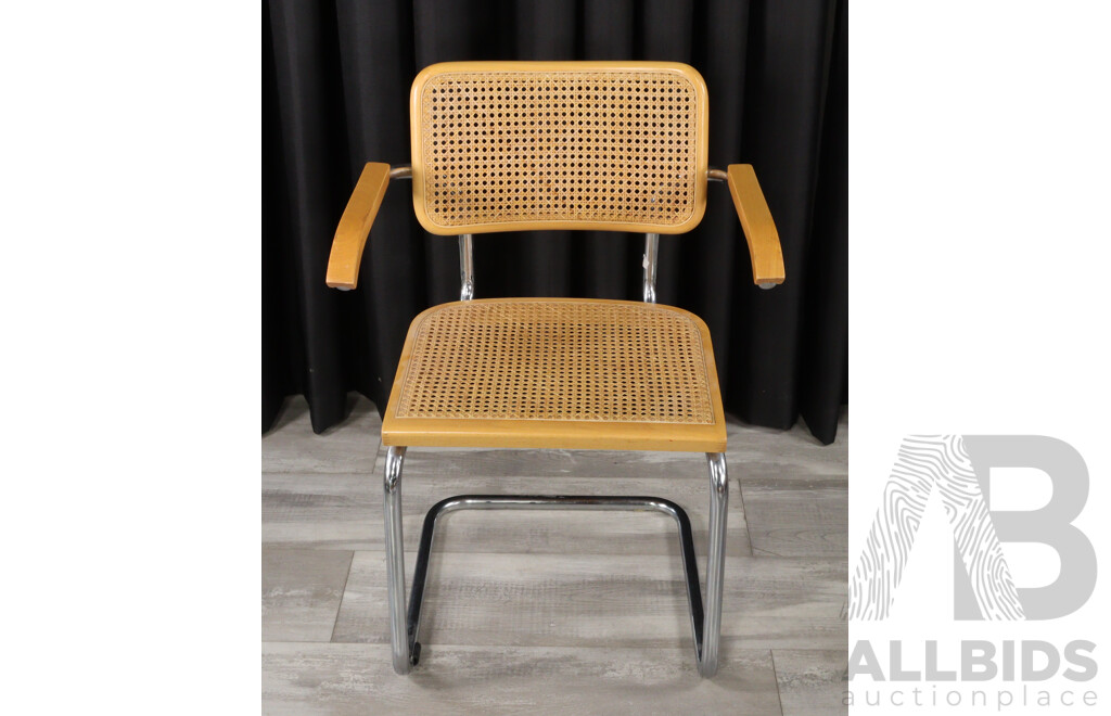 Set of Four Cesca Style Dining Chairs Including Two Carvers