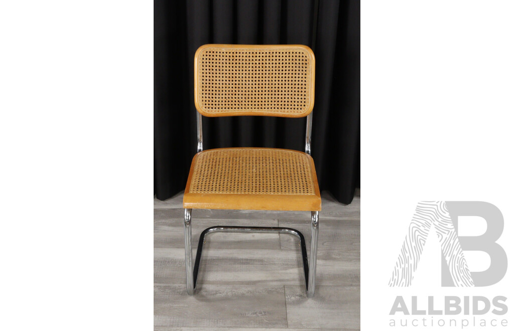 Set of Four Cesca Style Dining Chairs Including Two Carvers