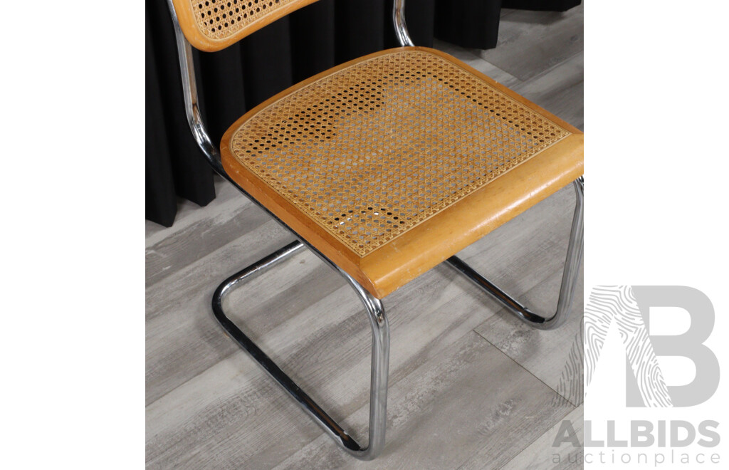 Set of Four Cesca Style Dining Chairs Including Two Carvers