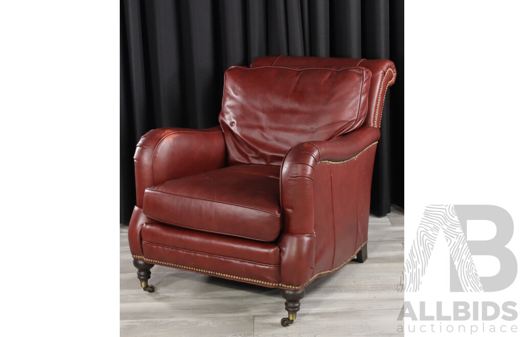 Vintage Leather Armchair with Studded Trim by Arhaus Furniture