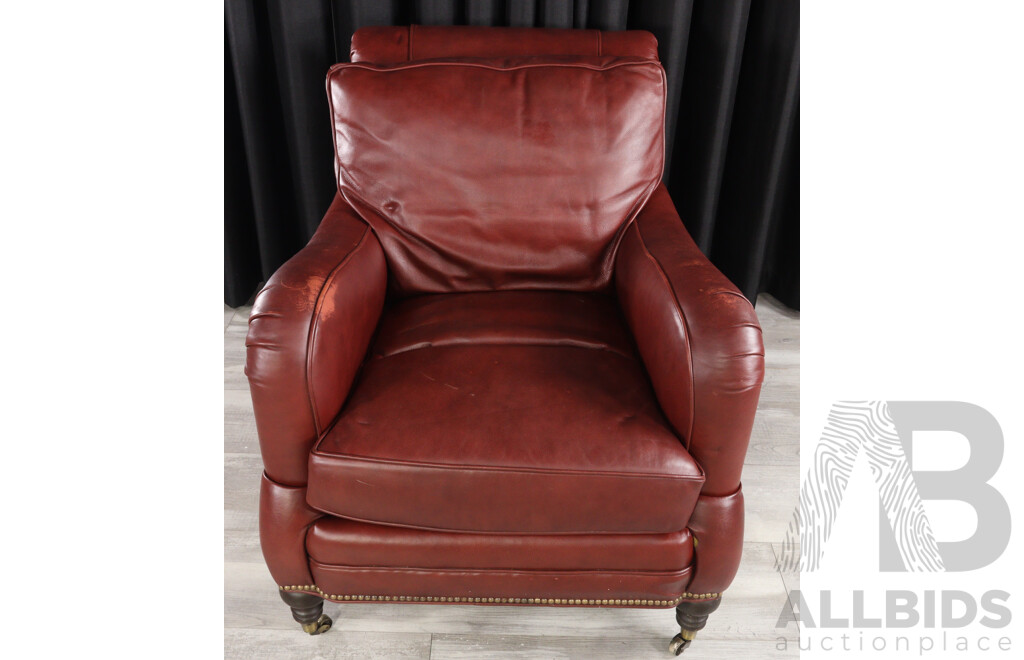Vintage Leather Armchair with Studded Trim by Arhaus Furniture