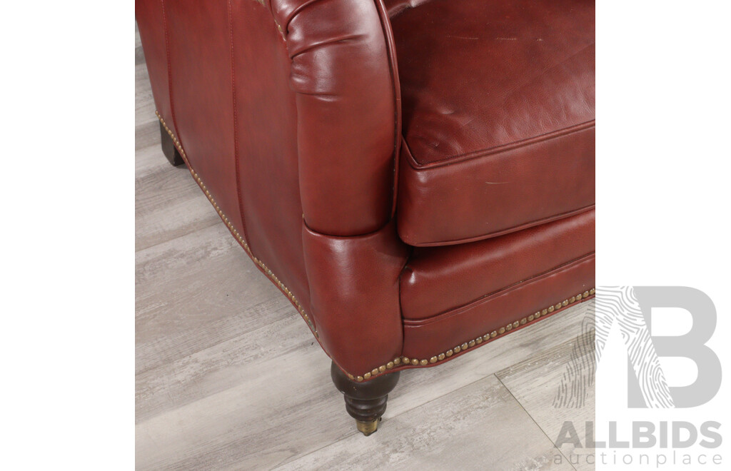 Vintage Leather Armchair with Studded Trim by Arhaus Furniture