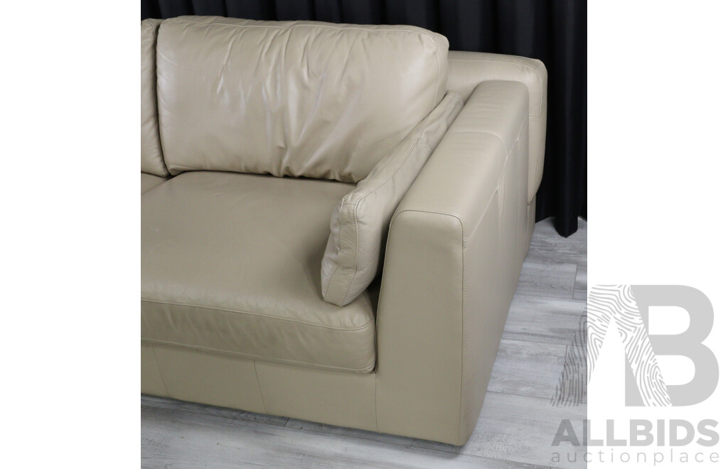 Beige Leather Two Piece Lounge by Linea Domo