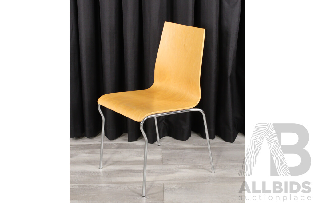 Set of Six Mathias Dining Chairs with Chrome Bases