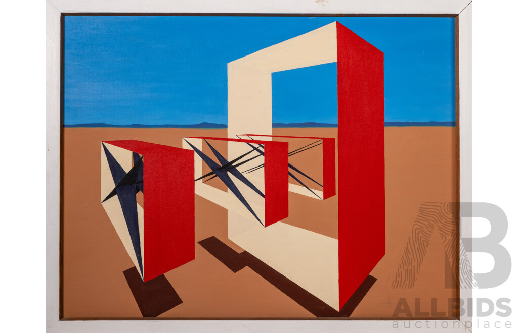 Ray Franzi, (20th Century, Australian, 1929-2025), Pandora's Box (1970), Striking Original Oil on Canvas Board, 61 x 78 cm (frame)
