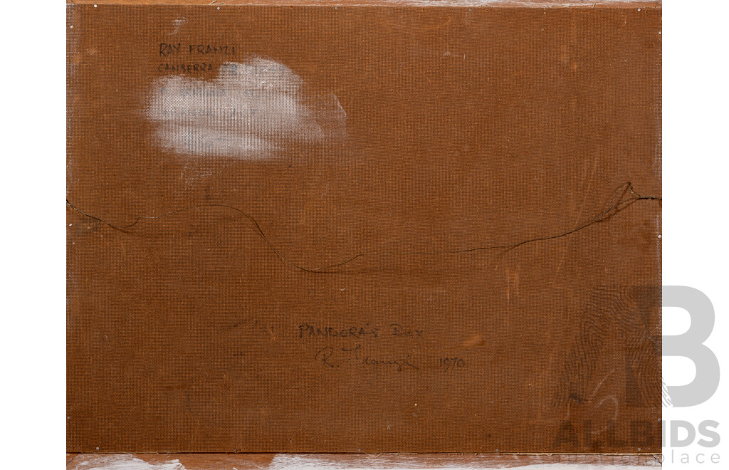 Ray Franzi, (20th Century, Australian, 1929-2025), Pandora's Box (1970), Striking Original Oil on Canvas Board, 61 x 78 cm (frame)