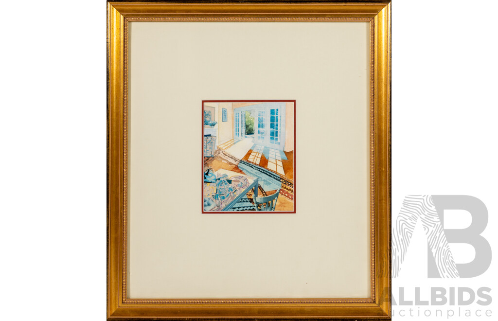 Adrienne Crouch, (20th Century, Australian,1953-), Morning Shadows, Wonderful Original Mixed Media Watercolour, 52 x 47 cm (frame)