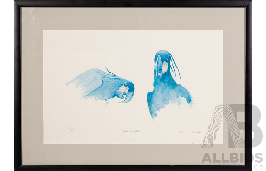 Tom McAulay, (20th Century, Australian, 1946-), Palm Cockatoos, Editioned & Signed Colour Print of Original Watercolour, 54 x 74 cm (frame)