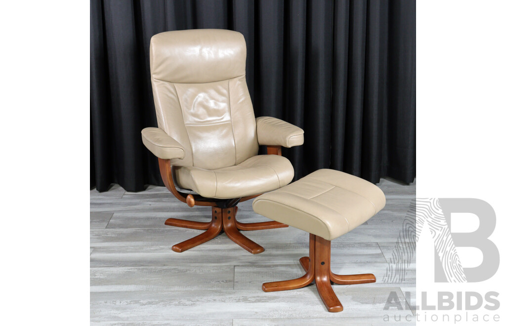 Leather Recliner and Footstool by IMG Norway