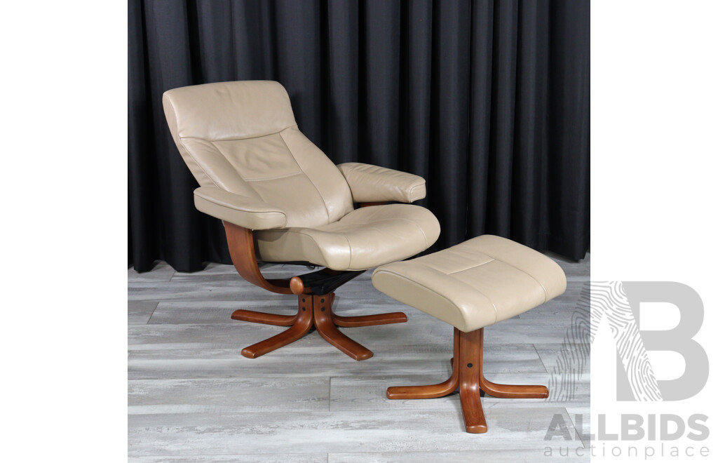 Leather Recliner and Footstool by IMG Norway