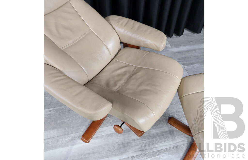 Leather Recliner and Footstool by IMG Norway