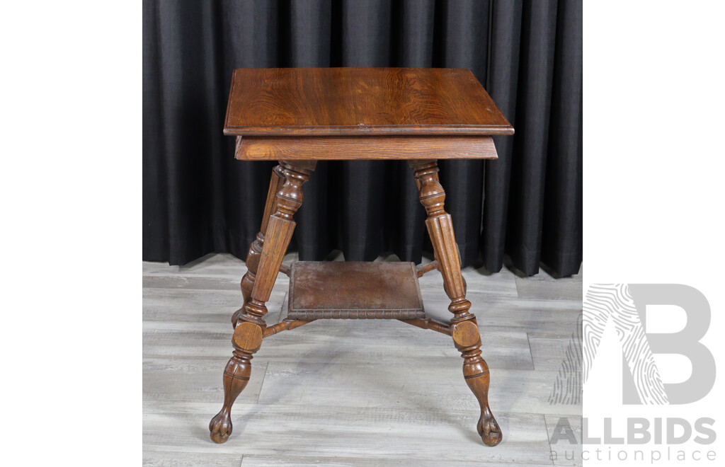 Edwardian Oak Two Tier Side Table