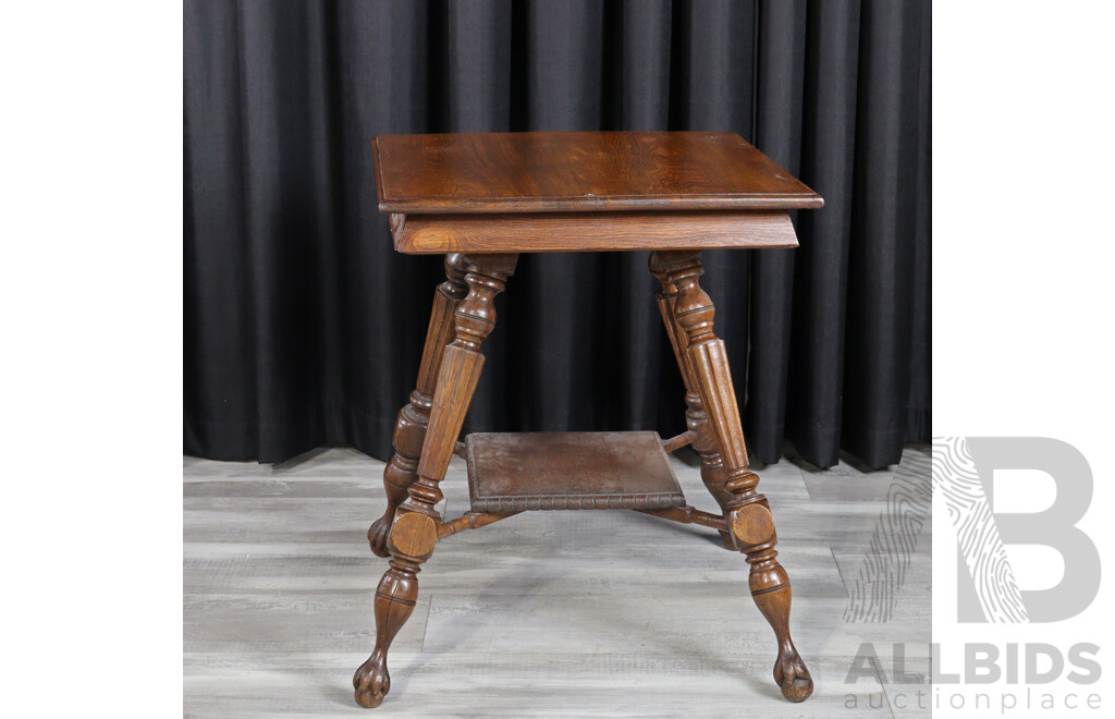 Edwardian Oak Two Tier Side Table