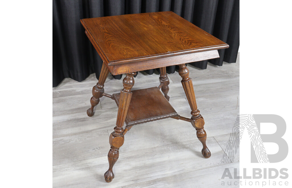 Edwardian Oak Two Tier Side Table