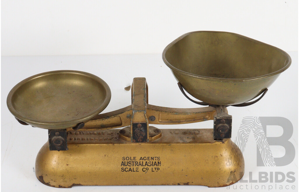 Set of Vintage Counter Weight Bench Top Scales by Australasian Scale Co