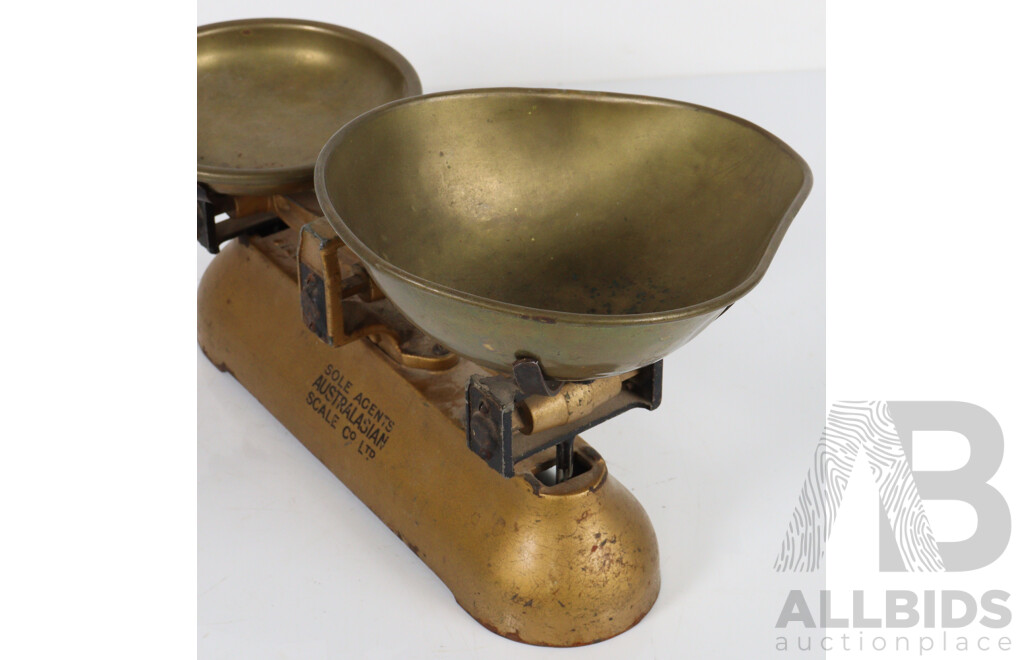 Set of Vintage Counter Weight Bench Top Scales by Australasian Scale Co