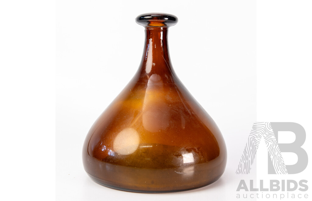 Mid Century Holmegaard Glass Bottle Carafe with Face Medallion by Ole Winther