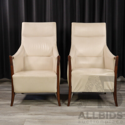 Pair of Modern Leather Upholstered Armchairs by Signways