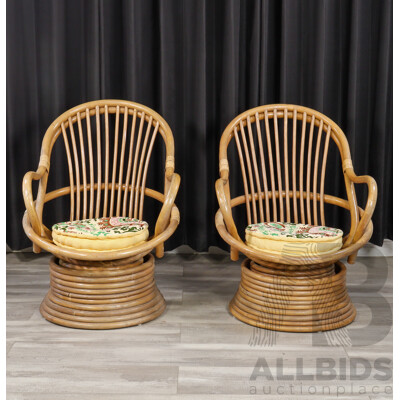 Good Pair of Bent Cane Swivel Tub Chairs