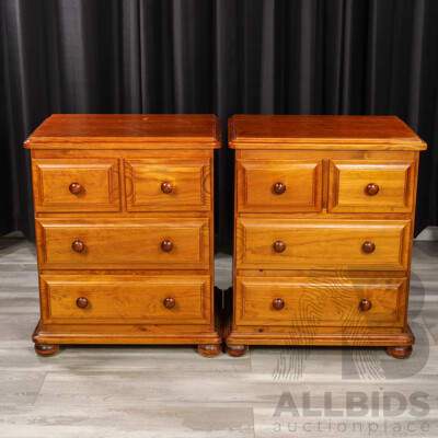Pair of Oversized Modern Pine Four Drawer Bedside Chests