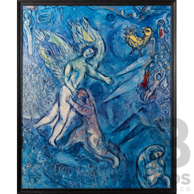 Marc Chagall, (Belarus-Born French, 20th Century, 1887-1985), Jacob Wrestling with the Angel (c1963), Reproduction Vintage Print of Original Pastel on Paper, 74 x 61 cm (frame)