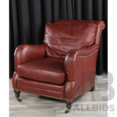 Vintage Leather Armchair with Studded Trim by Arhaus Furniture