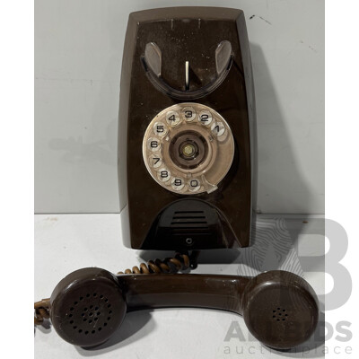 Vintage Australian Brown Rotary Dial Telephone