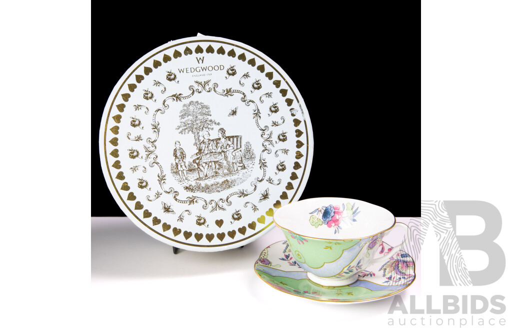 English Wedgwood, The Tea Story Collection, Porcelain Duo in Butterfly Bloom Pattern, in Original Box