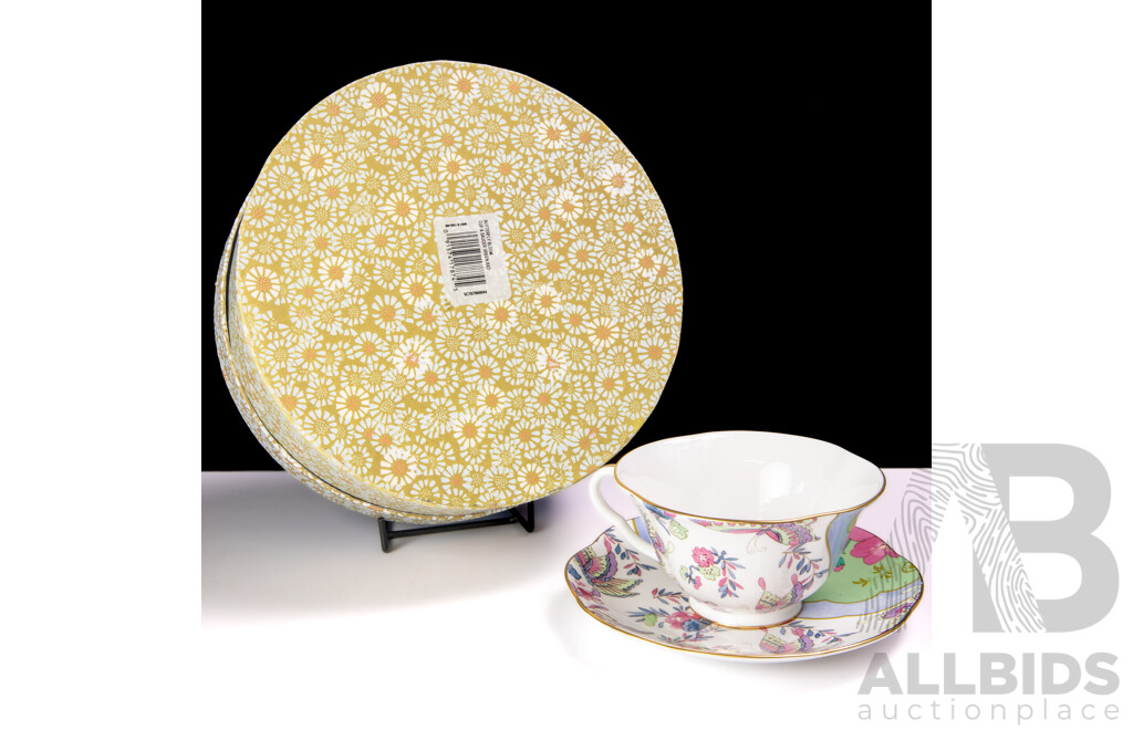 English Wedgwood, The Tea Story Collection, Porcelain Duo in Butterfly Bloom Pattern, in Original Box