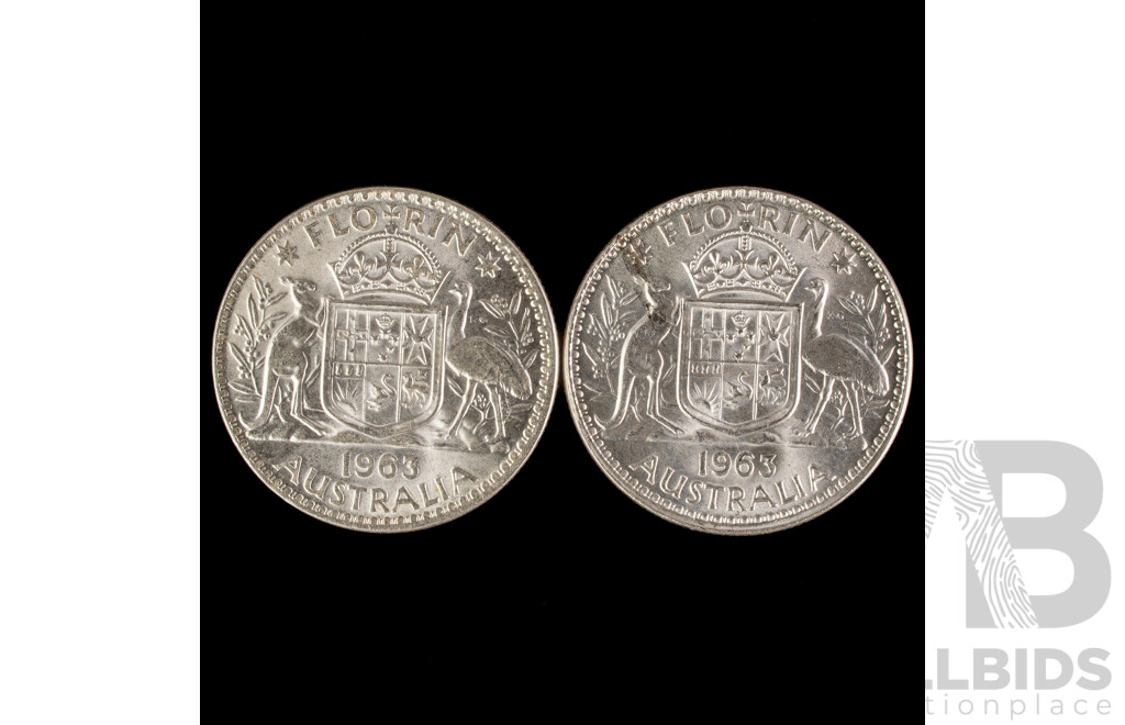 Two Australian 1963 UNC Silver Florins .500