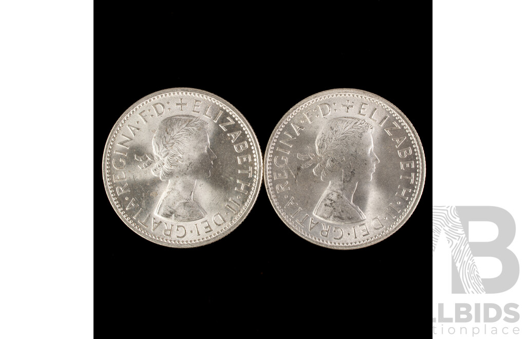 Two Australian 1961 UNC Silver Florins .500