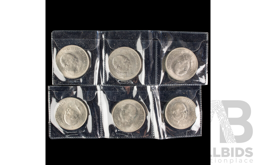 Six United Kingdom 1965 Crowns, Commemorative Winston Churchill
