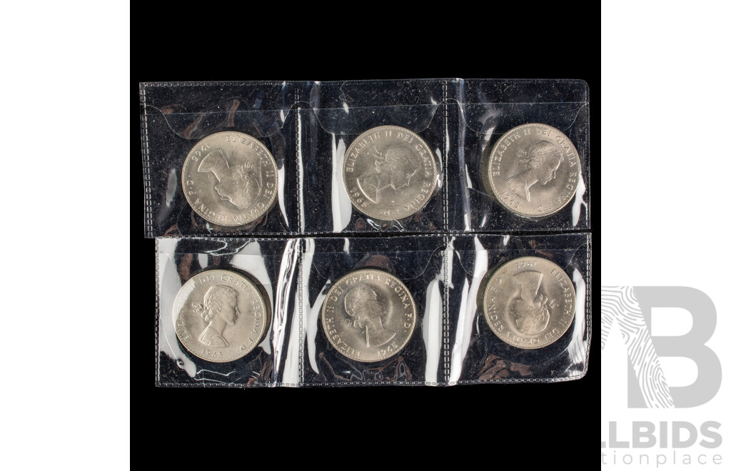 Six United Kingdom 1965 Crowns, Commemorative Winston Churchill