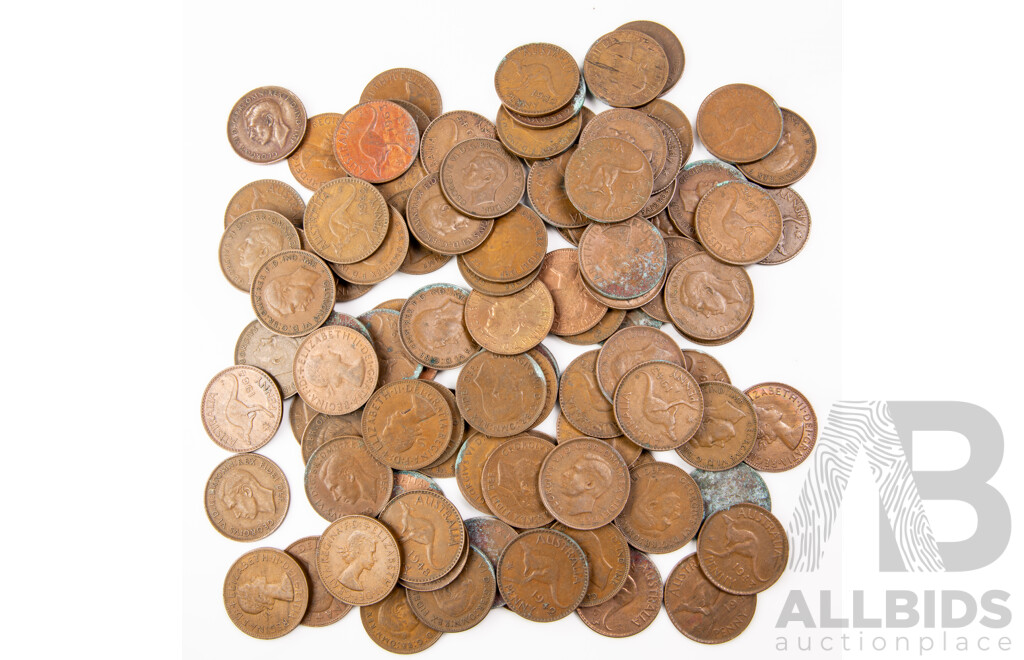Collection of Australian KGVI and QE2 Pennies - Approximately 100