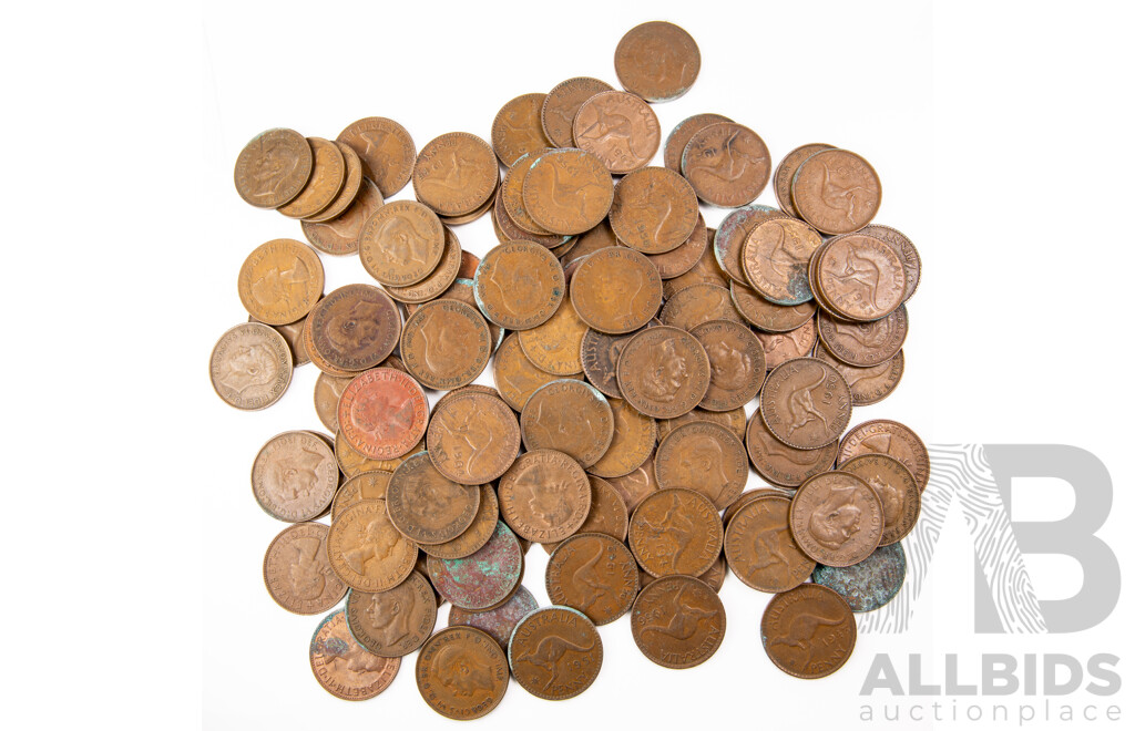 Collection of Australian KGVI and QE2 Pennies - Approximately 100
