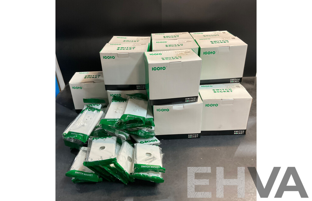 IGOTO Switch Socket Included Single/ Double Power Point, 1 Gang Wall Switch, Switch Cover - Lot of 190