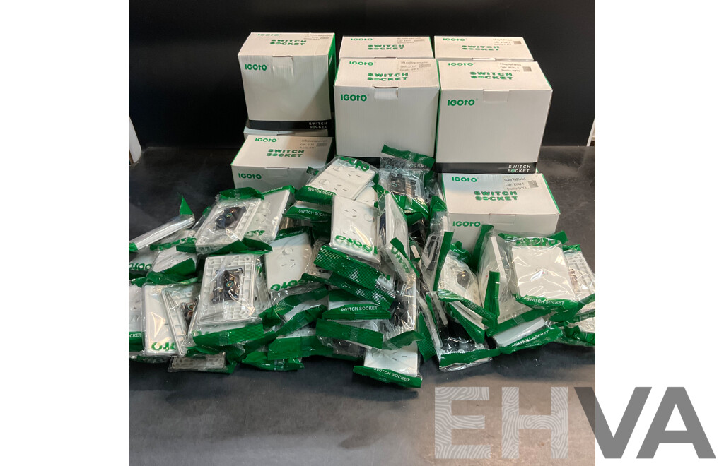 IGOTO Switch Socket Included Single/ Double Power Point, 1 Gang Wall Switch - Lot of 190