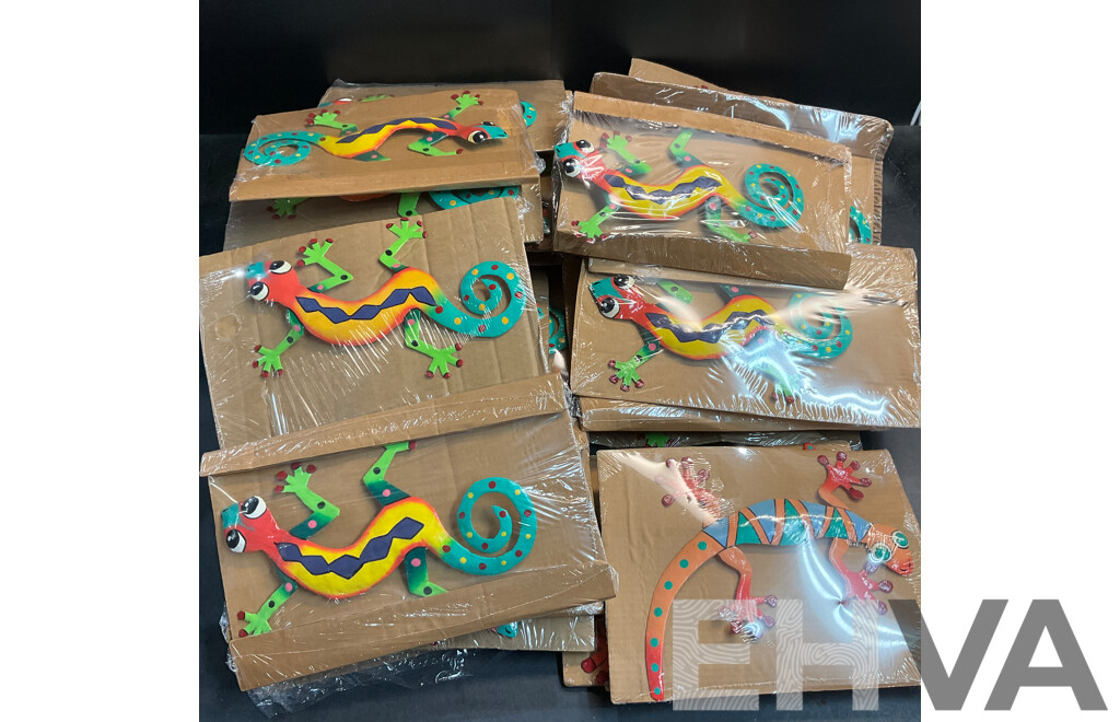 Metal Decorative Indoor Outdoor Hanging Wall Art - Gecko Lizard - Lot of 43