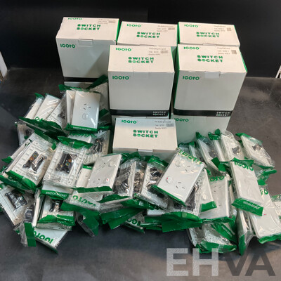 IGOTO Switch Socket Included Single/ Double Power Point, 1 Gang Wall Switch - Lot of 190