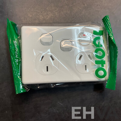 IGOTO Switch Socket Included Single/ Double Power Point, 1 Gang Wall Switch, Double Power Point with Extra Switch  - Lot of 180