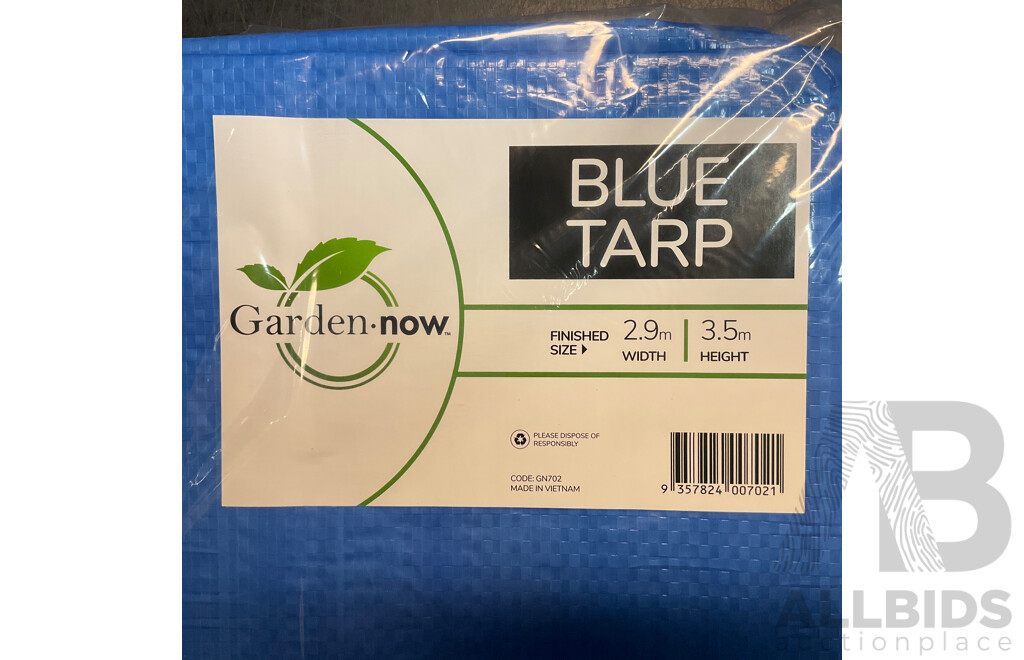 Garden.now Blue Tarp 2.9m X 3.5m - Lot of 20
