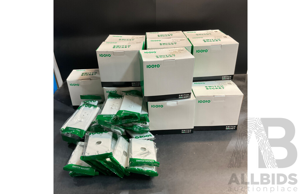IGOTO Switch Socket Included Single/ Double Power Point, 1 Gang Wall Switch, Switch Cover - Lot of 190